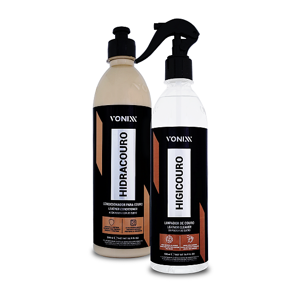 HIGICOURO 500ML- LIMPADOR DE COURO  +HIDRACOURO 500ML - HIDRATANTE DE COURO