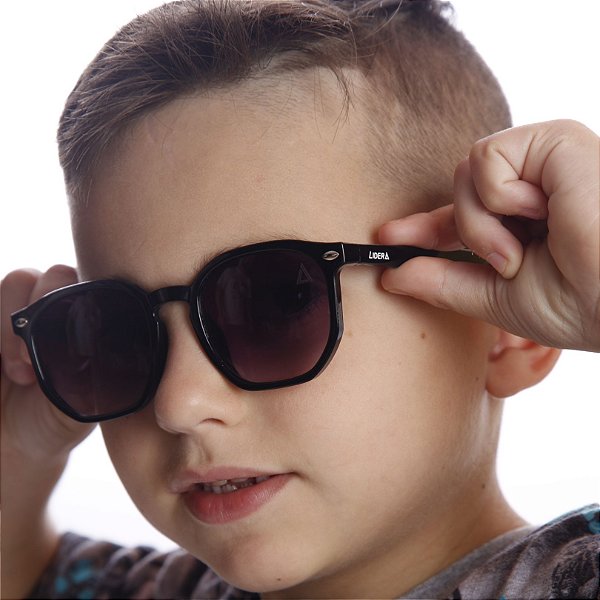 ÓCULOS de SOL - DEPP BLACK mini - Armação TR90 Hexagonal PRETO - Lentes Degradê Preto Cinza