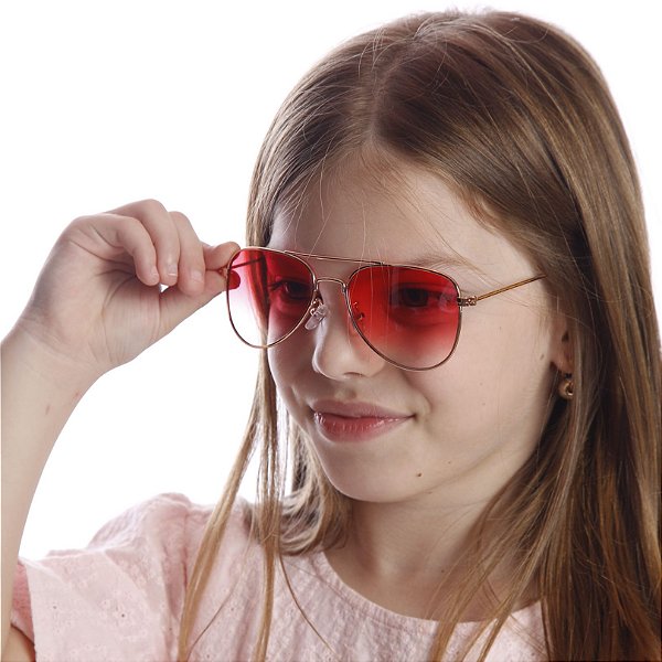 ÓCULOS de SOL - TOM PINK mini - Metal aviador com lentes rosa degrade