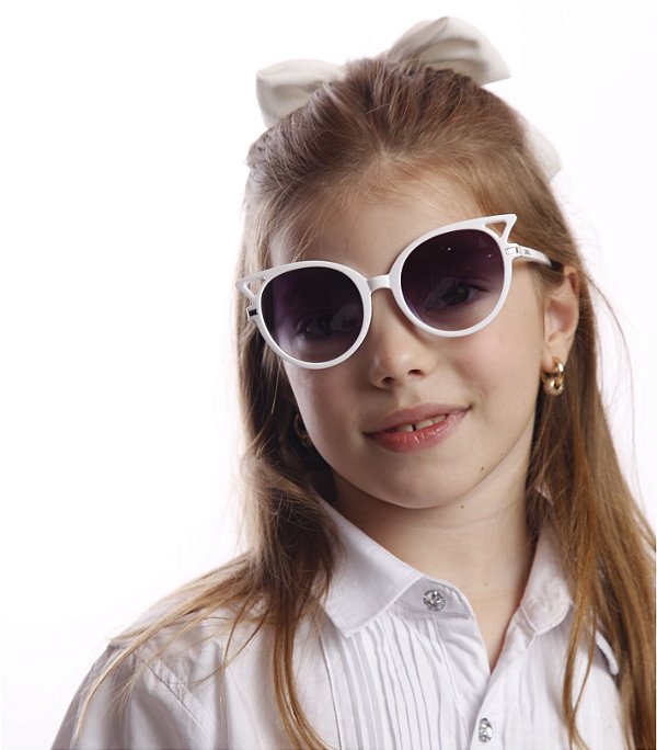 ÓCULOS de SOL - CAT WHITE mini - Acetato em Gatinho, molas nas hastes, lentes degrade
