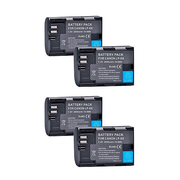 4x Bateria LP-E6 Canon R R5 R6 R7 60D 80D 6D MK II Batmax