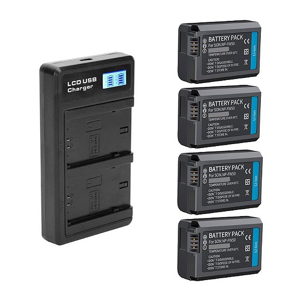 4x Bateria + Carregador NP-FW50 Sony A7S A7S2 ZV-E10 - Mamen