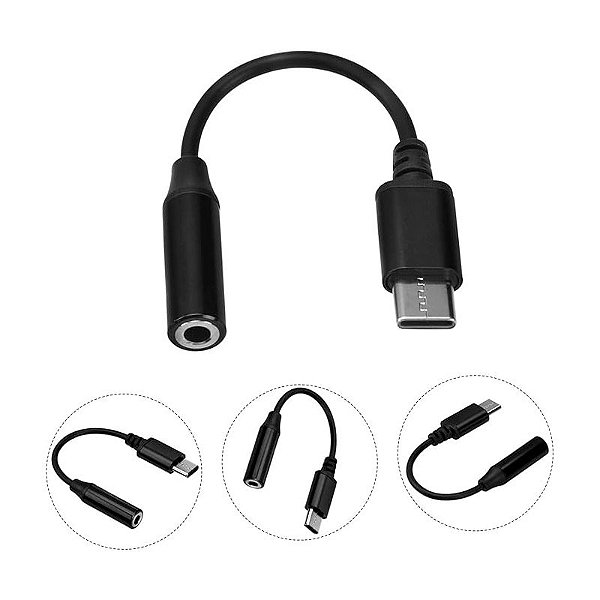 Cabo Adaptador de Áudio Auxiliar USB-C Para P2