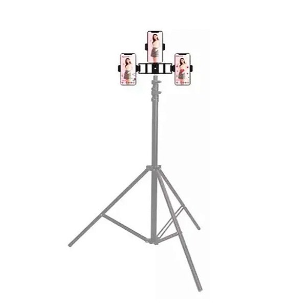 Adaptador de tripé PH3-3 para 03 smartphones celulares