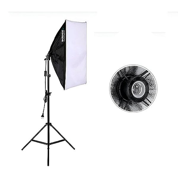 Kit Softbox 50x70cm Soquete para lampada + Tripé 2m Estúdio