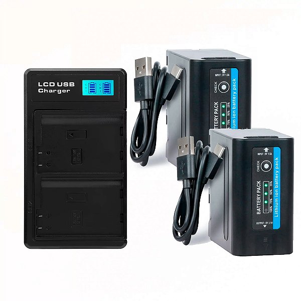 Kit 2 Baterias NP-F980 7800mah P Broadcast Sony + Carregador