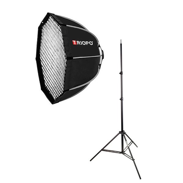 Softbox Octabox Triopo Bowen De 65cm + Grid + Tripé 2,10m