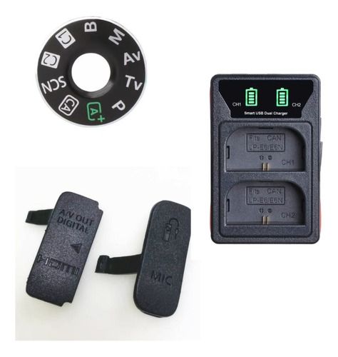 Adesivo Do Seletor 60d + Borracha T3i + Carregador Lp-e6
