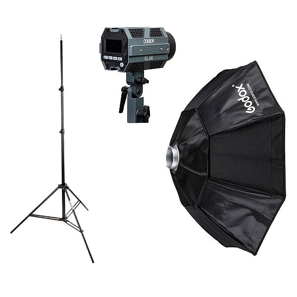 Iluminador Profissional Colbor CL60 + Octabox 95cm + Tripe
