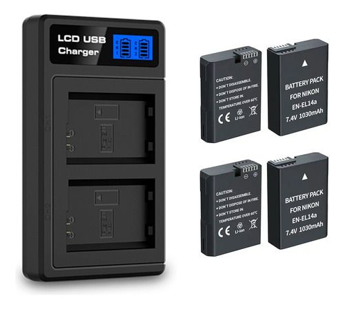 Kit 4 Bateria En-el14 Mamen + Carregador D5600 D5500 D5300