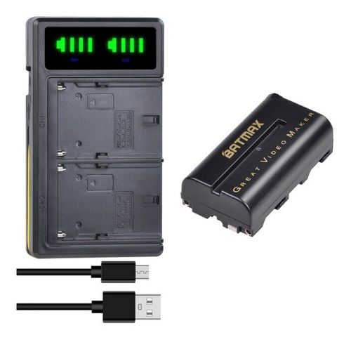 Kit 1 Bat Sony Np-f550 F570 Batmax 2600mah + Carregador