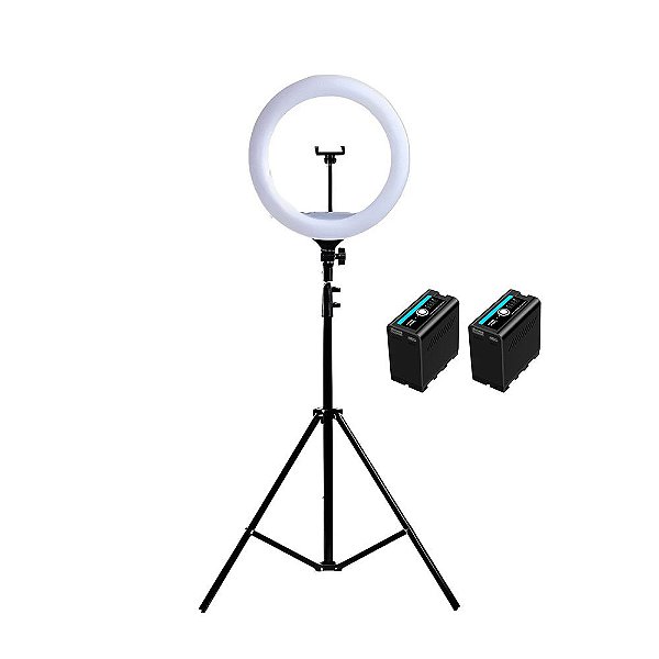 Iluminador Ring Light Greika CL18 Com 2x Baterias NP-F980