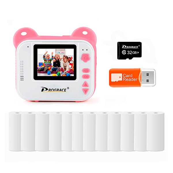 Câmera Infantil Digital Criança Impressão Instantânea Rosa