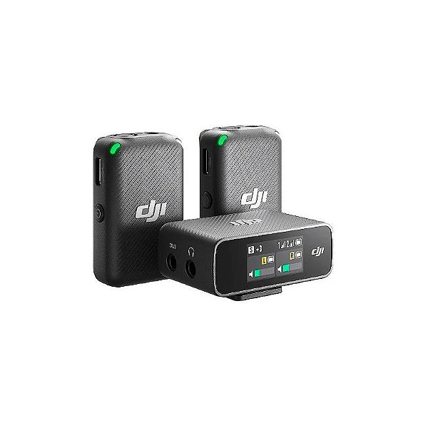DJI Mic Microfone Lapela Duplo Sem Fio Câmera e Smartphone