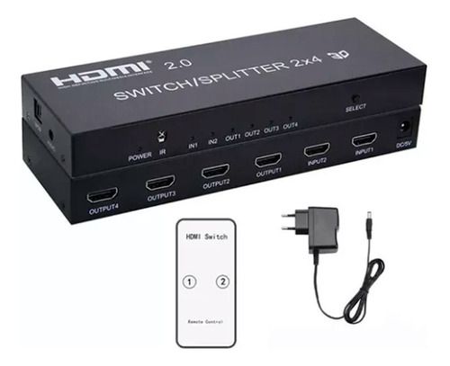Splitter Switch Matriz 2x4 Hdmi 4k 2k Ultra Full Hd 3d Fonte