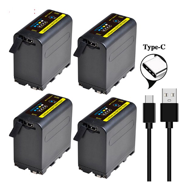 Kit 4 Baterias Batmax NP-F970C 9600mah Recarregável  Para Iluminador