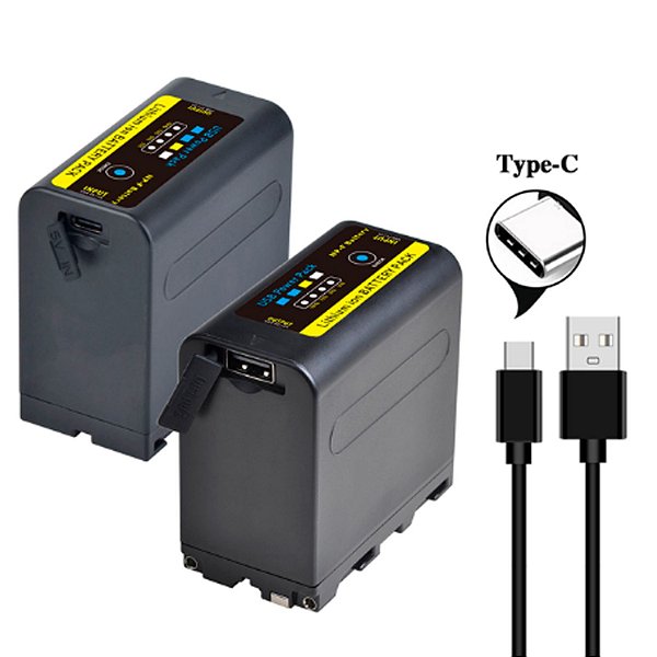 Kit 2 Baterias Batmax NP-F970C 9600mah Recarregável  Para Iluminador