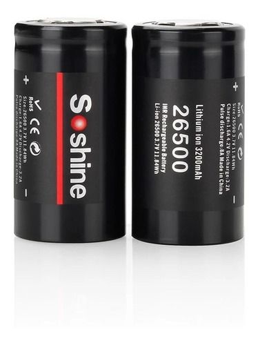 Kit 2 Bateria C 3,7v 3500mah Er-26500 Soshine