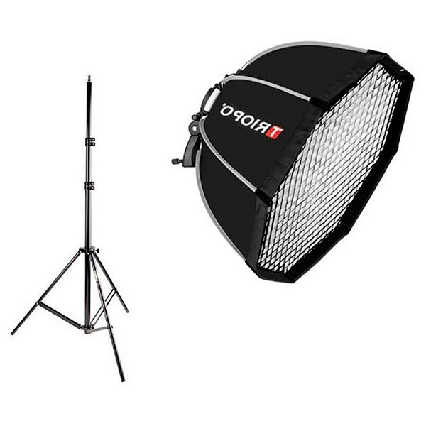 Softbox Octabox Triopo Flash Speedlite 120cm + Tripé 2,10m