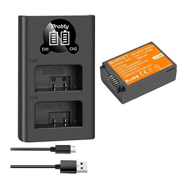 Kit 1 Bateria EN-EL25 + Carregador Para Câmera Z50 Z30 ZFc