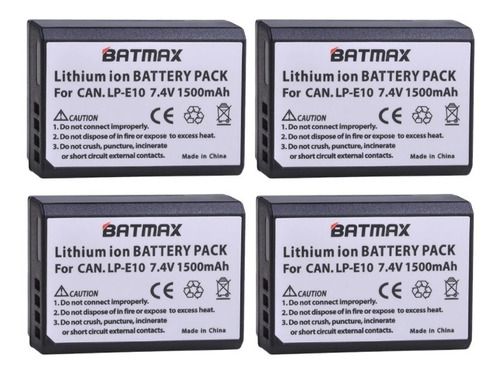 Kit 4 Bat Câmera Canon T3 T5 T6 T7 Lp-e10 Dslr 1500mah