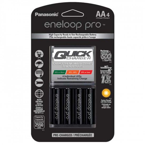 ENELOOP AA 4 BATERIAS NI-MH COM CARREGADOR RÁPIDO 2550 MAH