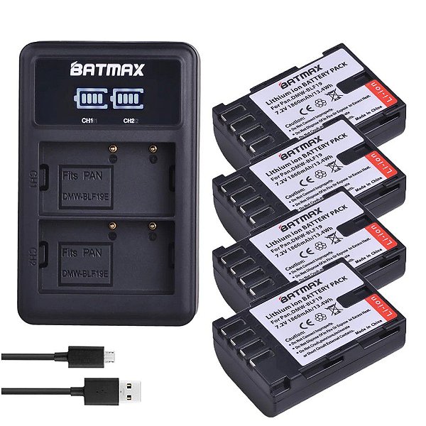 Kit 4 Bateria Panasonic Gh3 Gh4 Gh5 + Carregador Dmw-blf19e