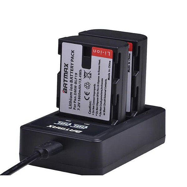 Kit 2 Baterias + Carregador Duplo Dmw-BLF19 Panasonic Gh3 Gh4 Gh5