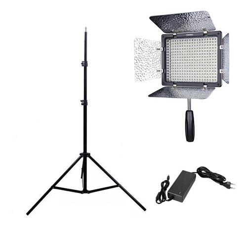 Painel De Led Yongnuo Yn300 Iii + Tripé 2m + Fonte Energia - Branco-quente/Branco-frio