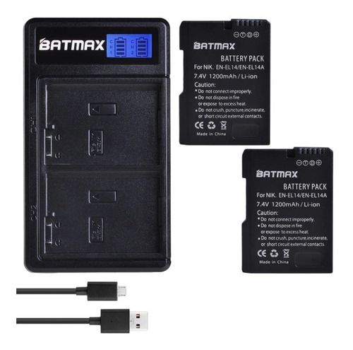 Kit 2 Bateria Nikon En-el14 + Carregador D5200 D5500 D3400