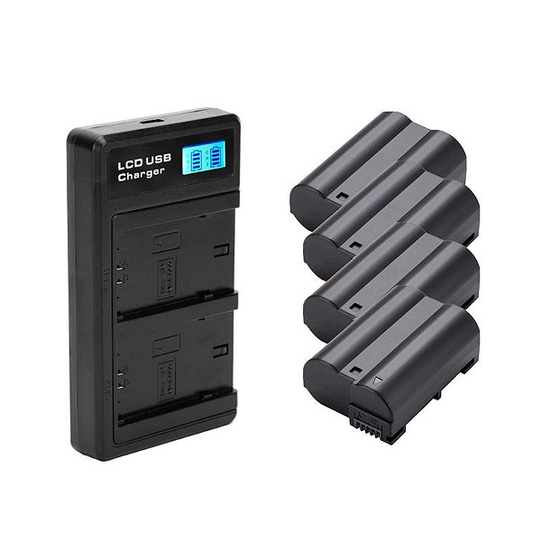 4 Baterias Mamen EN-EL15 1900Mah Para Nikon D7000 D7100 D800 D600 + Carregador