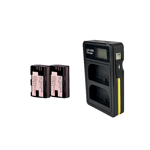 Kit 2 Bateria LP-E6 + Carregador Duplo Para Canon R R5 R6