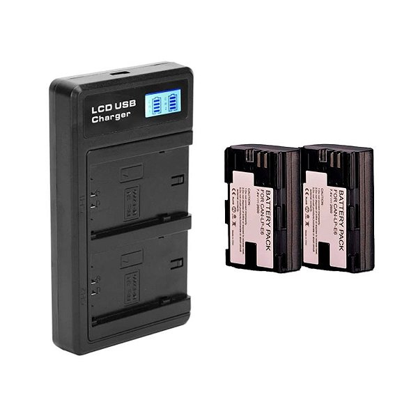 Kit 2 Bateria LP-E6 + Carregador Duplo Para Canon R R5 R6