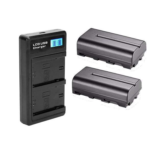 Kit 2 Bateria Np-f550 F570 2400mah + Carregador
