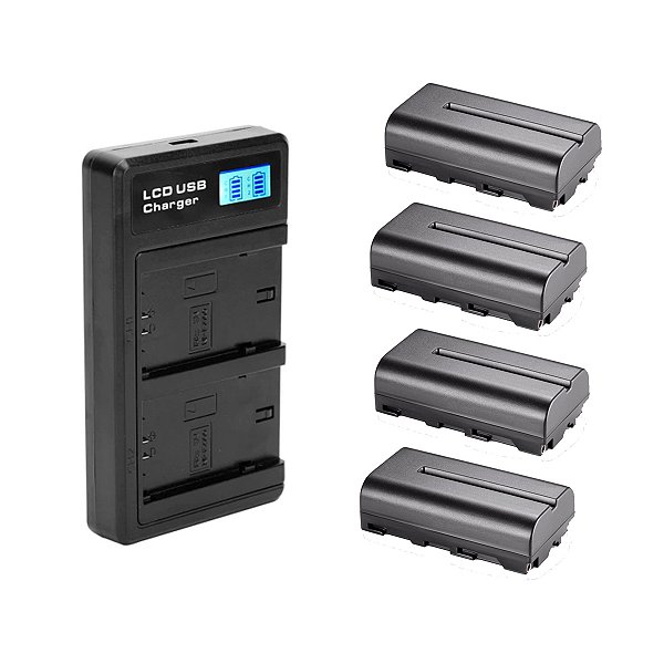 Kit 4 Bateria Np-f550 F570 2400mah + Carregador