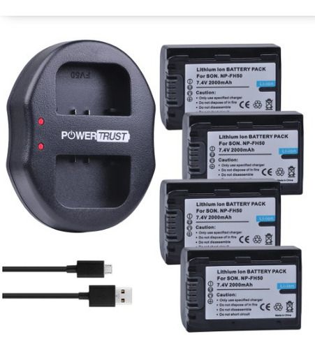 Kit 4 Baterias Np-fh50 + 1 Carregador  Para Sony