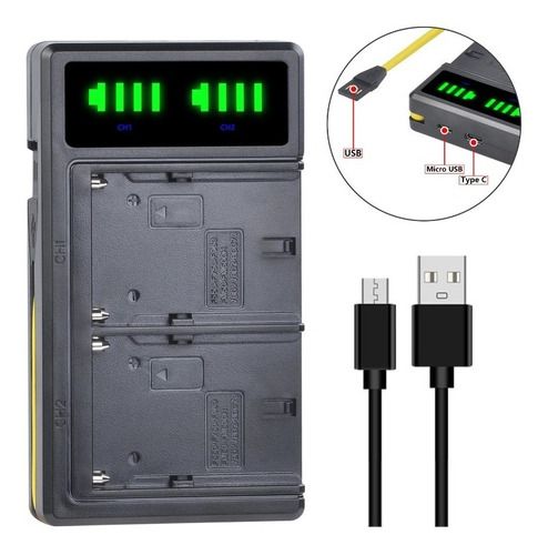 Carregador Duplo Batmax Usb Para Bateria Np-f970 F550 F960