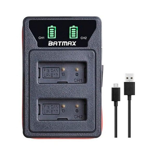 Carregador Duplo Batmax Para Lp-e17 - Canon T6i T7i Sl3 Sl2