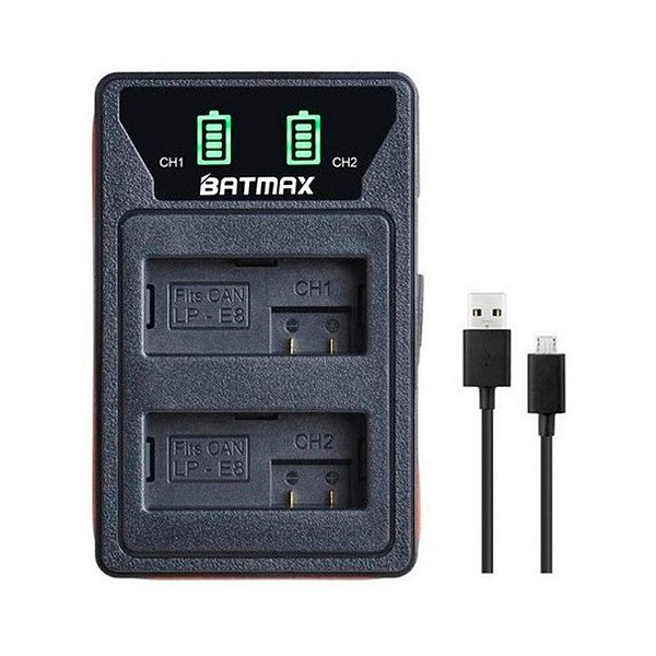 Carregador Duplo Lp-e10 Usb Canon T2 T3 T4 T5 T6 T7