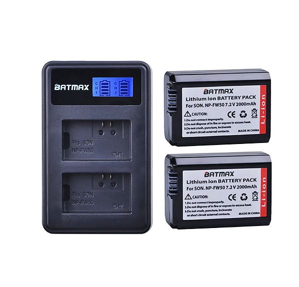 Kit 2 Bateria Np-fw50 + Carregador Duplo A6500 A7s2 A6000