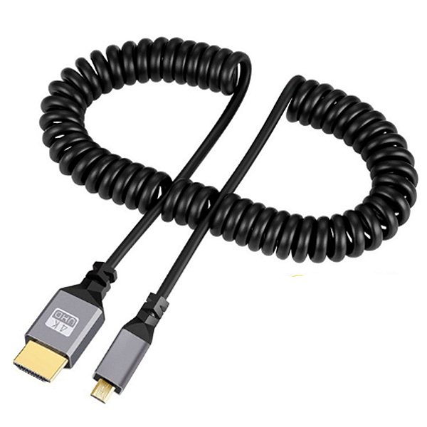 Cabo Hdmi Para Micro Hdmi Espiral Enrolado 50cm/1m (monitor)