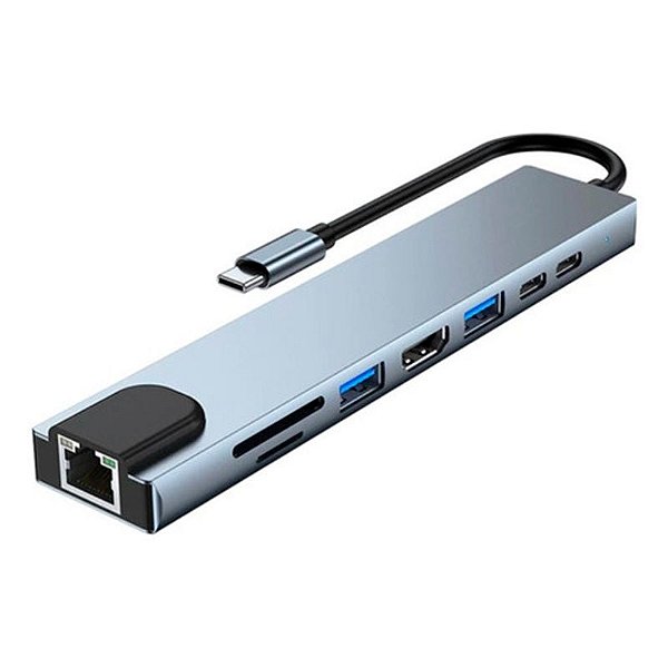 Hub 8 Em 1  Tipo C P/ Macbook. iMac, Mac Mini Hdmi, Usb 3.0