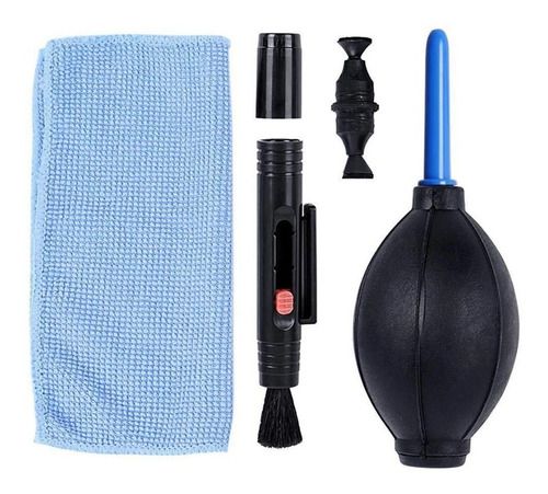 Kit De Limpeza De Lentes E Câmeras Bombinha Caneta E Flanela