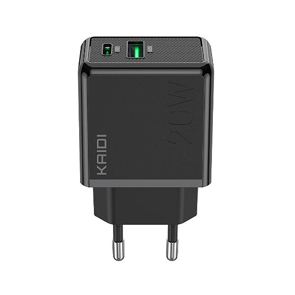 Carregador KAIDI 20w USC C 3.0 Quick Charger Turbo