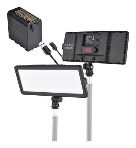 Painel De Led Andoer Cm-280d 3200k-5600k + Bataria 7800mh