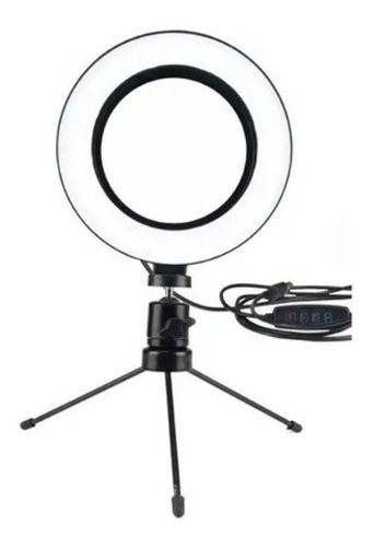 Ring Light Iluminador Selfie Makeup + Tripé De Mesa Luz Led