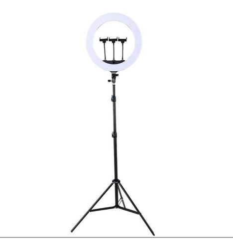 Led Ring Light Grande 36cm + Tripé 2m + 3 Suporte - Preto