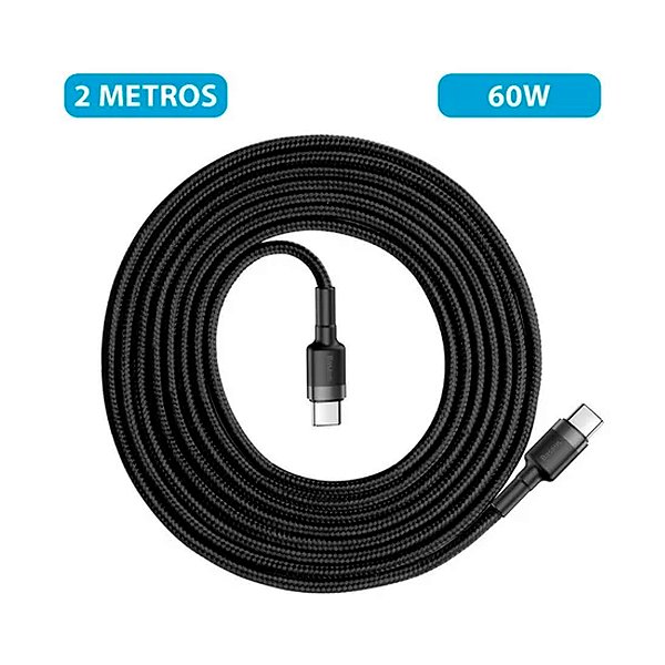 Cabo Turbo Calufe  100w 2 metros Tipo-C para Tipo-C - Baseus
