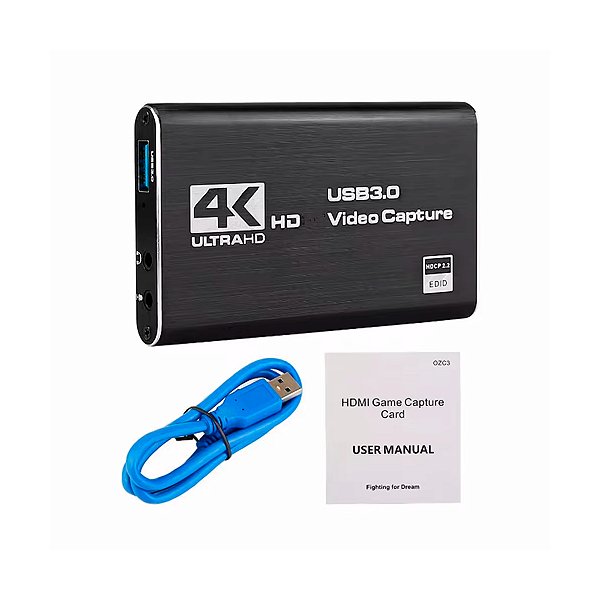 Placa Captura Vídeo 4k UltraHD 60fps Hdmi e Usb 3.0