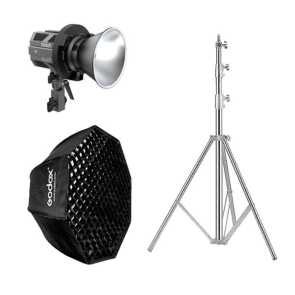 Iluminador Colbor CL60R +Tripé Inox 2,80 +Octabox Godox 95cm